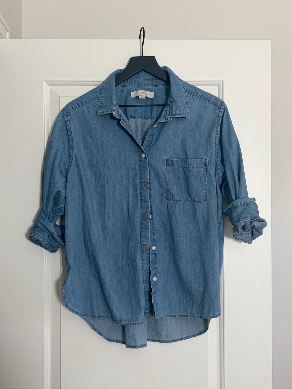 LOFT Light Blue Denim Button-Down Shirt
